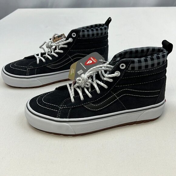 Vans Unisex Sk8 Hi Gray White Plaid Lace Up Sneakers VN0A5H2YGYW Sz M 8 W 9.5 - Picture 1 of 12